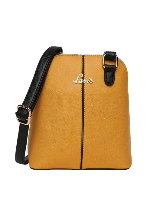 Buy Lavie Spine VT Ocher Yellow Solid Medium Sling Handbag For