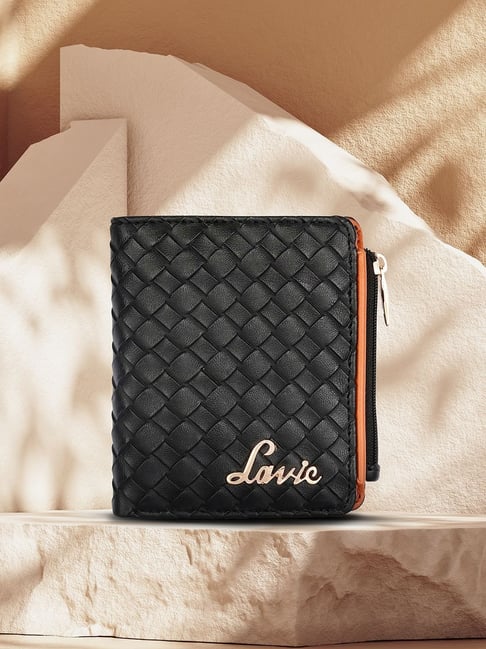 Buy Lavie Chic Pro Black Textured Bi Fold Wallet for Women Online