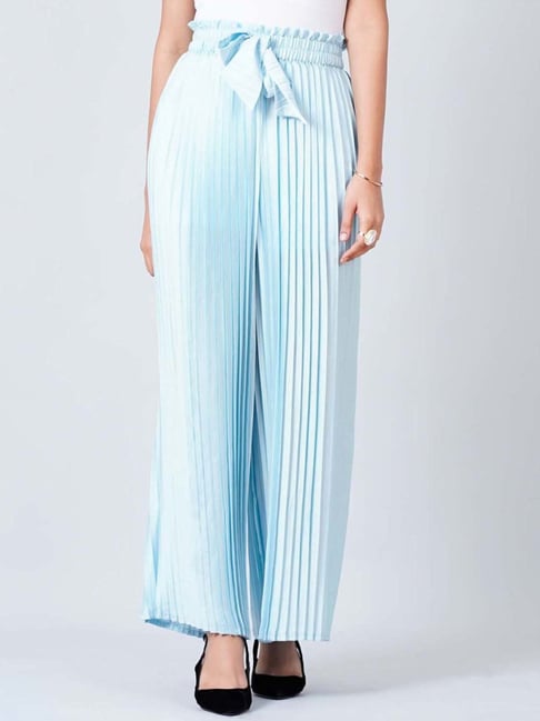 First Resort By Ramola Bachchan Light Blue Pleated Palazzo-picture-12