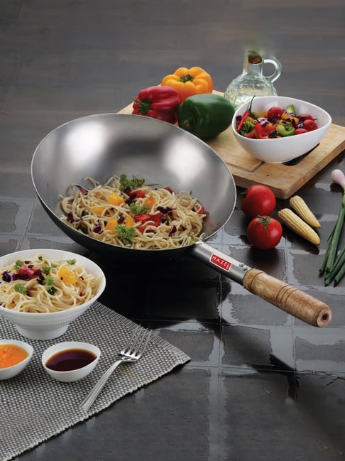 HAZEL Silver & Brown Stainless Steel Gas Compatibile 28.5 cm Kadhai with Handle(2.9 L) - Set of 1-picture-37