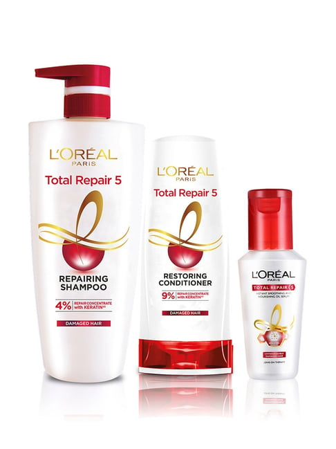 L'Oreal Paris Total Repair 5 Shampoo with Conditioner & Serum - 704 ml, 192.5 ml & 40 ml