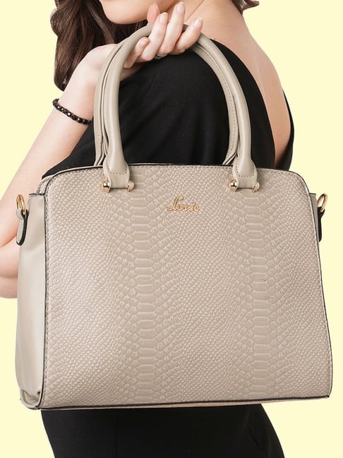 Lavie USHYCROC Beige Textured Medium Handbag