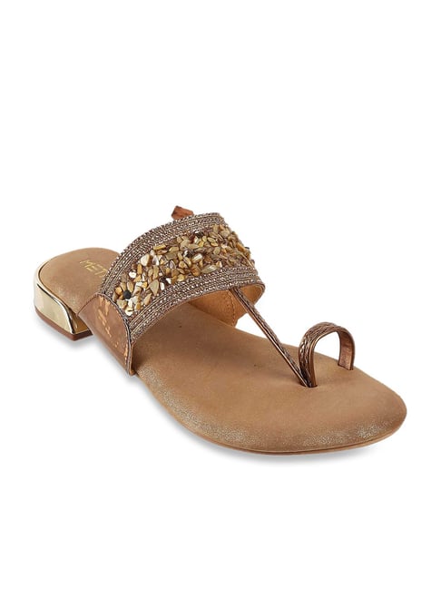 Buy CATWALK Gold PU Buckle Womens Casual Wear Flat Sandals | Shoppers Stop