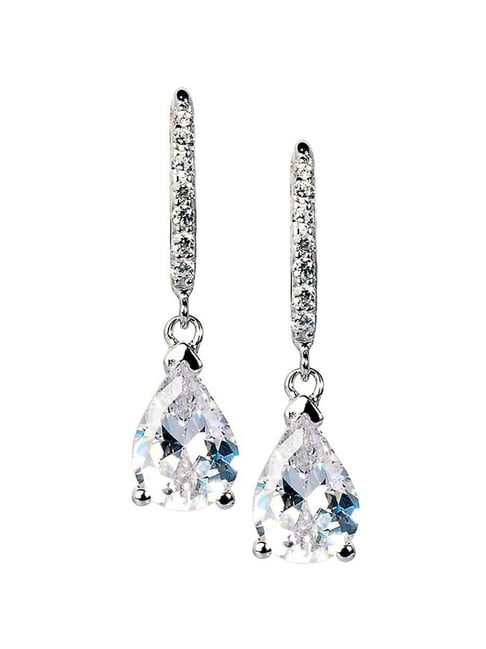 Buy Alluring Floral Pear Drop Silver Earrings |GRT Jewellers