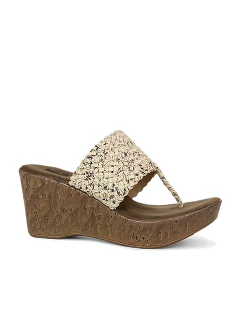 Buy CATWALK Gold Womens Party Wear Slipon Wedge Sandal | Shoppers Stop