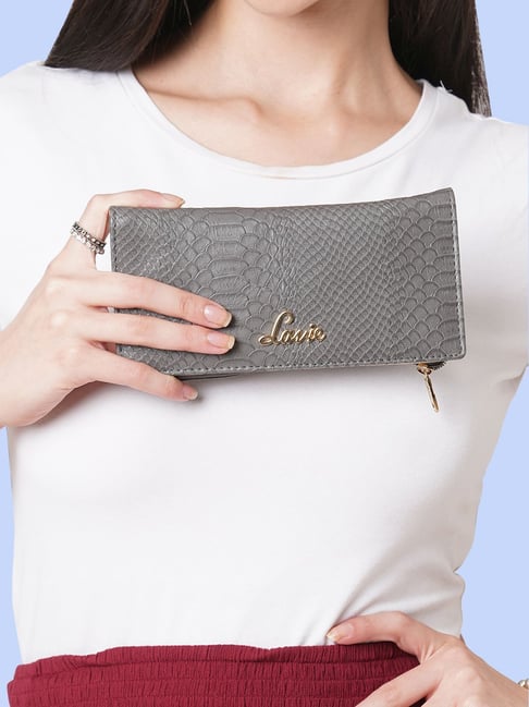 Lavie Grey Textured Bi-Fold Wallet for Women-picture-46