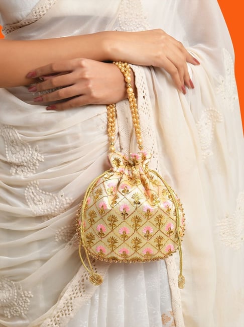 Buy Lavie Beige Pink Fabric Potli Online At Best Price Tata CLiQ - Main Image