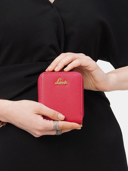 Buy Lavie Pink Solid Zip Around Wallet for Women Online At Best