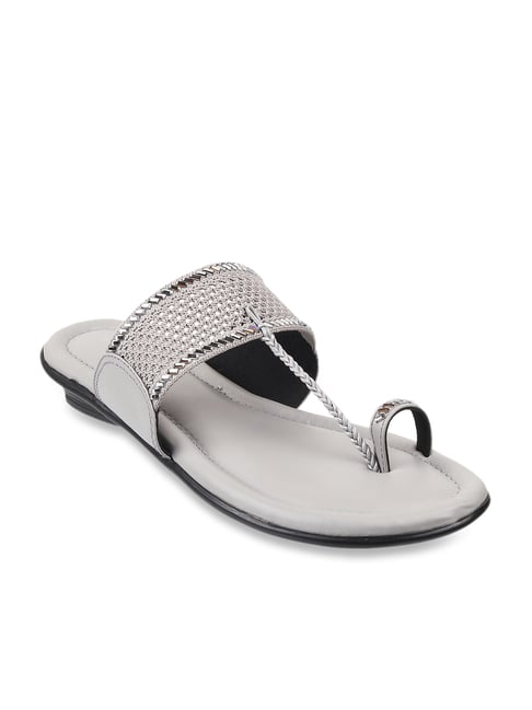 Ladies flat silver discount sandals