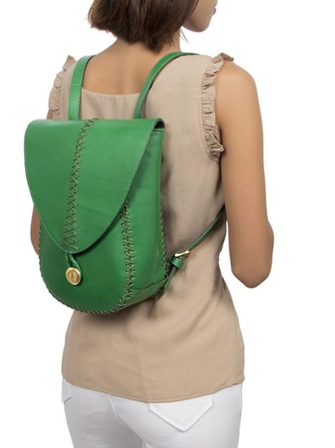 Hidesign Flower Child Green Leather Medium Backpack