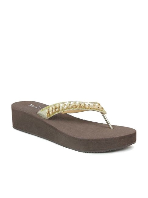 Buy Women's Golden Thong Wedges for Women at Best Price