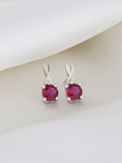 Great Gatsby Stud Earrings Ruby Silver | LATELITA | Wolf & Badger