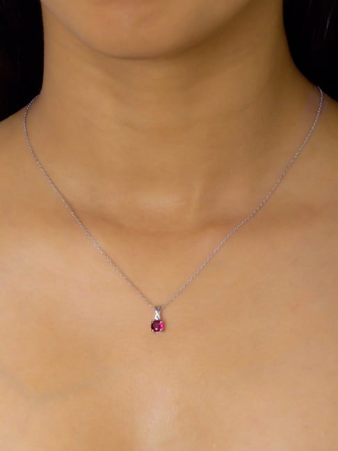 Ruby Red Necklace, Tiny Dainty Ruby Red Necklace, Red Necklace, July  Birthstone | eBay