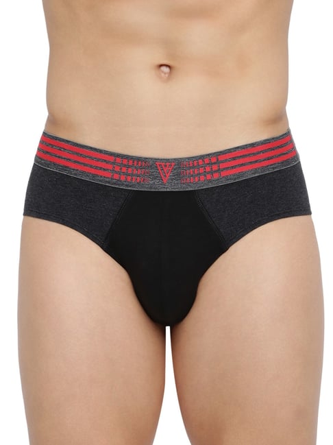 Van Heusen Regular Fit Anti Bacterial Colour Fresh Solid Briefs - Pure Black W Anthra Melange-picture-20