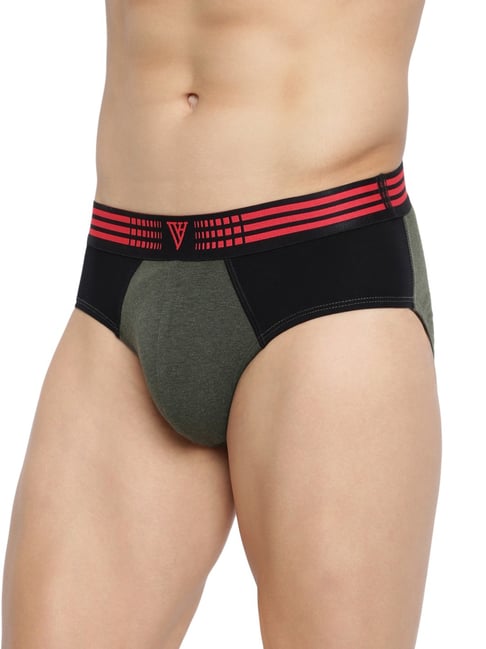 Buy Vh Innerwear Olive Cotton Regular Fit Briefs for Mens Online
