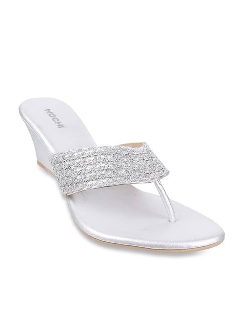 Ladies silver best sale wedge sandals