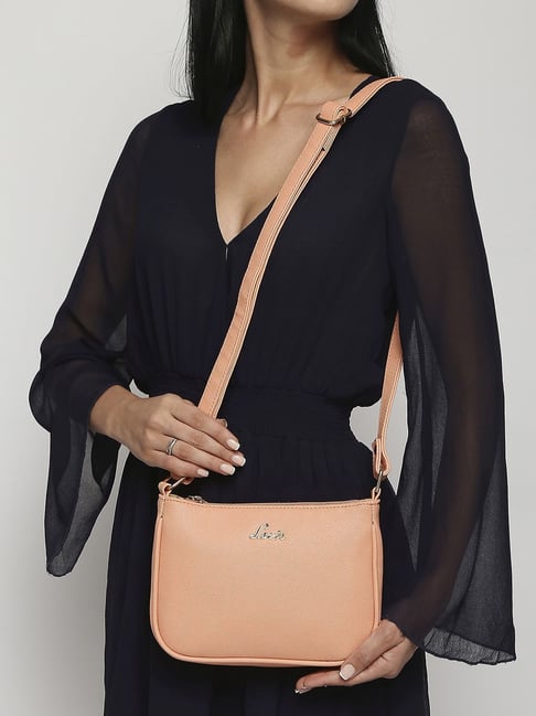 Buy Lavie Peach Textured Small Sling Handbag Online At Best Price