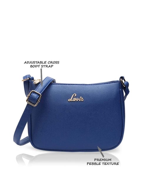 Lavie Blue Textured Small Sling Handbag