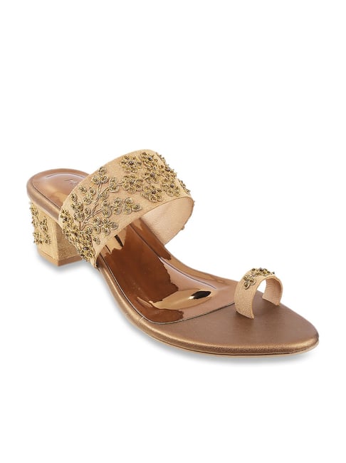 Buy Metro Women s Antique Gold Toe Ring Sandals for Women at Best