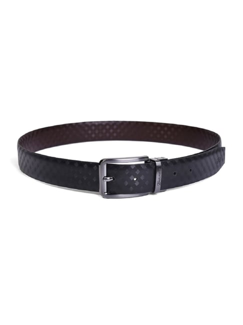 BELWABA Black & Brown Textured Casual Reversible Leather Belt for Men-picture-42