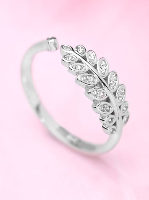 Zavya 92.5 Sterling Silver Adjustable Ring in Rhodium-Plating