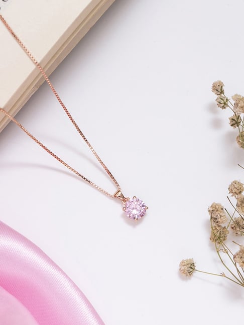 Zavya 92.5 Sterling Silver Chain Pendant in Rose Gold-Plating