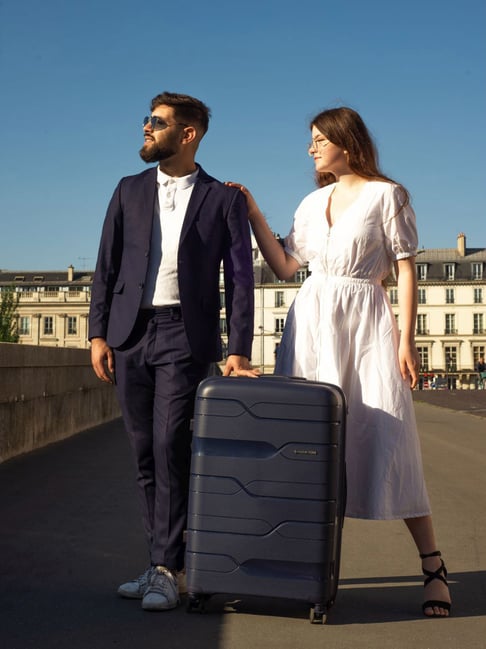 Nasher Miles Paris Hard-Sided Polypropylene Check-in  Navy Blue 24 inch |65cm Trolley Bag