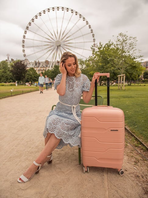 Nasher Miles Paris Hard-Sided Polypropylene Check-in  Peach 24 inch |65cm Trolley Bag