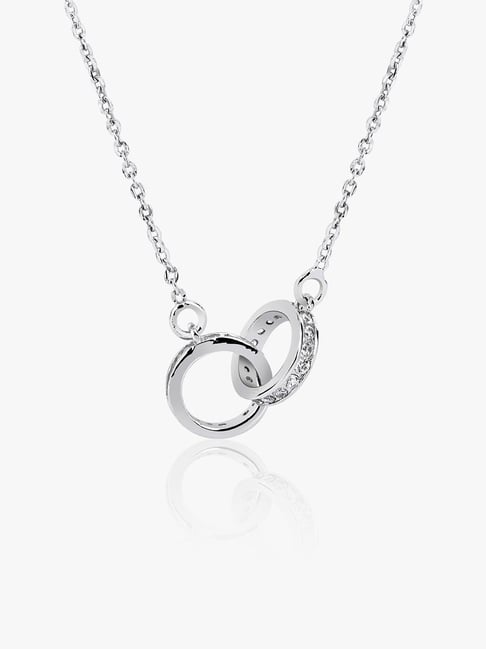 Silver Cubic Zirconia Double Circle Necklace | 0110774 | Beaverbrooks the  Jewellers