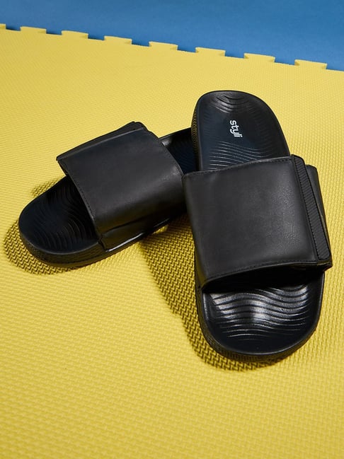 Buy Styli Men s Black Slides for Men at Best Price Tata CLiQ