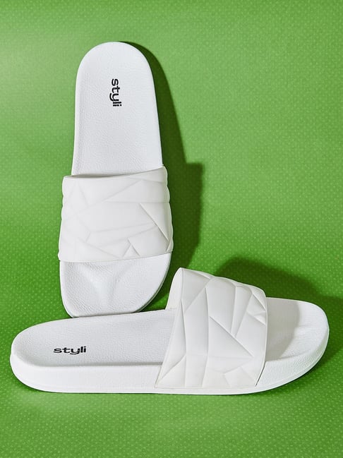 Buy Styli Men s White Slides for Men at Best Price Tata CLiQ