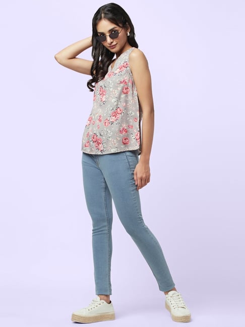 Buy YU by Pantaloons Grey Floral Print Top for Women Online @ Tata