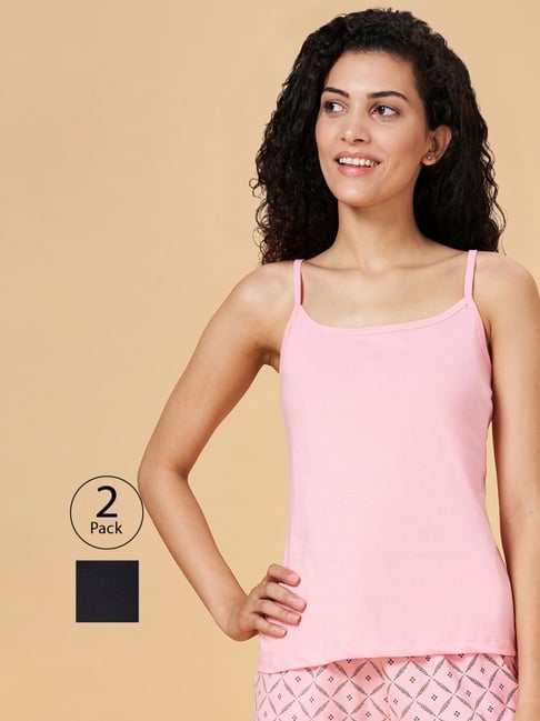 Appulse Dark Pink Cotton Slim Fit Camisole