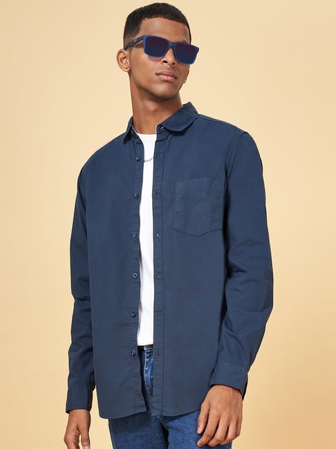 YU by Pantaloons Navy Cotton Slim Fit Shirt-picture-40