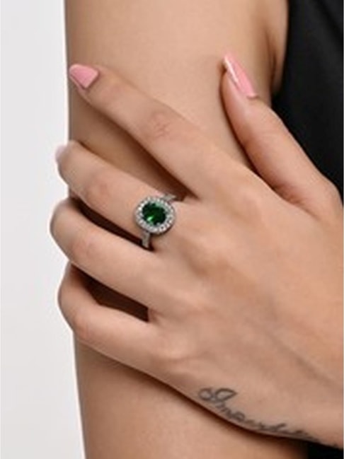 Designer Emerald Gold Ring with Rose Cut Diamonds for Women JL AU 22RG