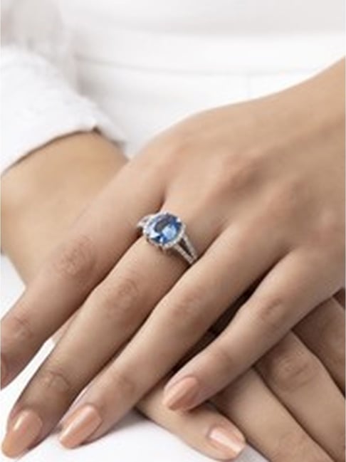 Buy Natural Stone Topaz Ring Original & Effective Stone Blue Topaz Silver  Plated Ring By CEYLONMINE Online - Get 75% Off