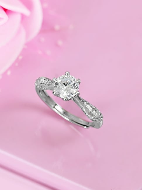 Buy Zavya Sterling Silver Regal Solitaire Ring Online At Best