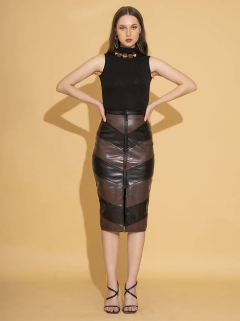 Buy TRENDY BLACK LEATHER DRESS for Women Online in India