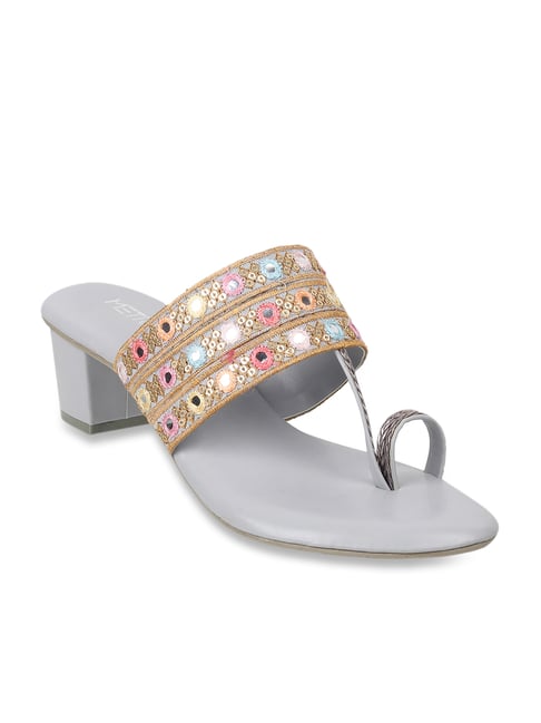 Buy Mochi Gun Metal Toe Ring Sandals for Women at Best Price @ Tata CLiQ