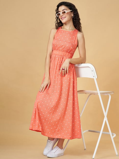 Buy AKKRITI BY PANTALOONS Women Orange & Pink Colourblocked Maxi Dress -  Dresses for Women 2066786 | Myntra