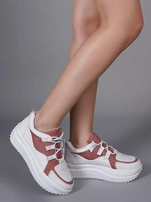 Buy Coral Haze Peach Lace Sneakers With Peach Shimmer Laces And Rose Gold  Detailing online