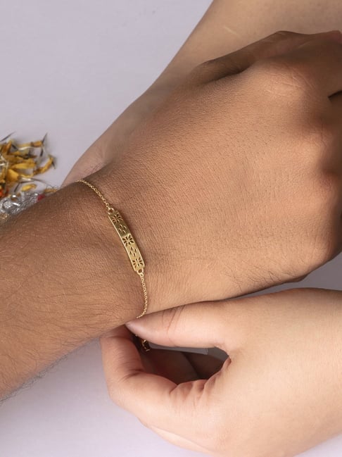 Gold Bar Engraved Bracelet for Women | CZ Diamond Accent