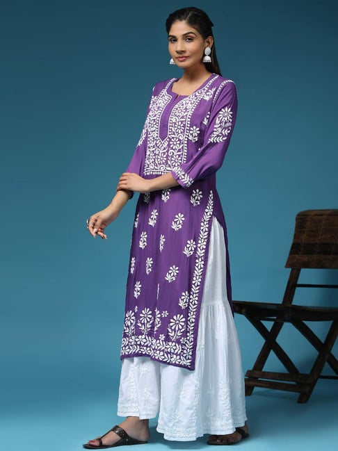 HOK Chikankari Fancy Long Kurti 3 - House Of Kari (Chikankari Clothing)