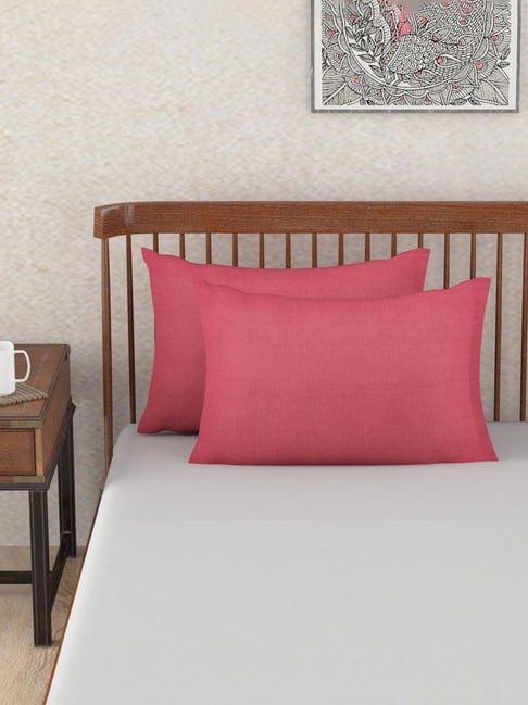 Fabindia Pink Cotton 98 TC Pillow Cover - Set of 2
