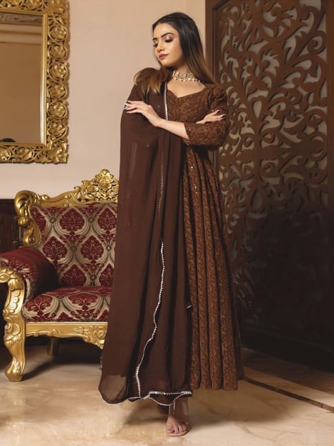 Buy Brown Cotton Readymade Salwar Suit Online : 277310 -