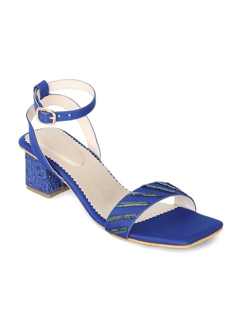 NR by Nidhi Rathi Women's Blue Ankle Strap Sandals