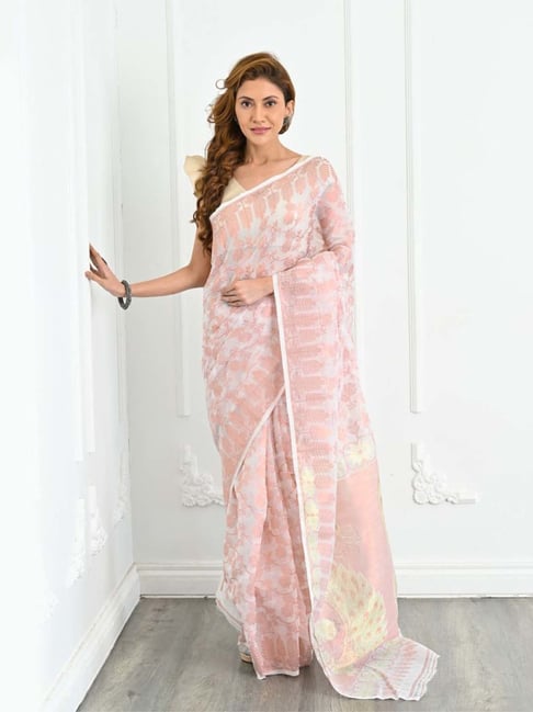 Pure Muslin jamdani Saree With Running Blouse. ( Length- 6.3 meter ) –  fab-persona