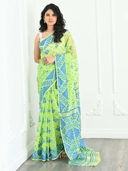 Green Jamdani Saree - Dhunki fashion