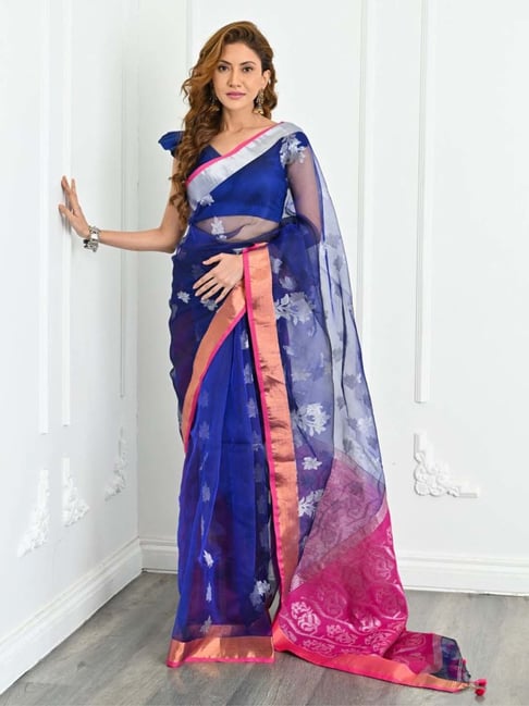 BLACK RESHAM WOVEN KASHMIRI JAMEWAR SILK SAREE – zarikaariindia.com