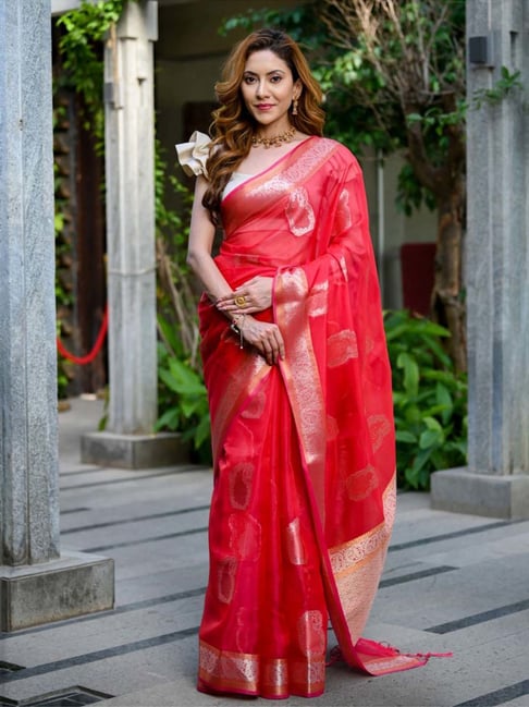 Red Color Sarees | Buy Latest Designer Red Sari Collection at Indya Luxe